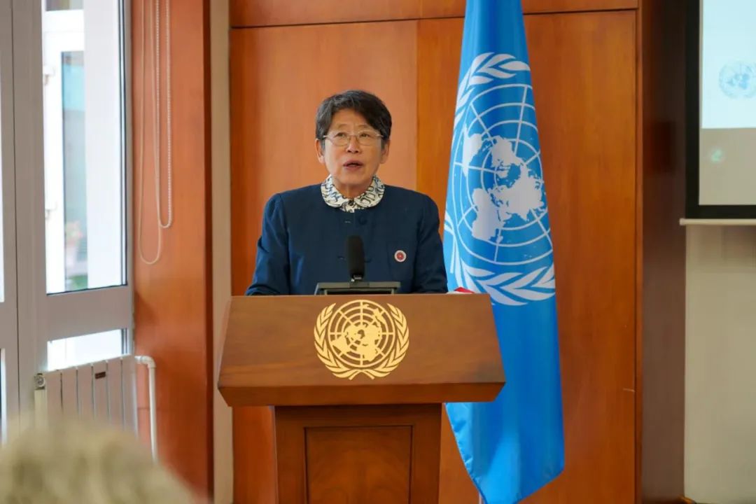 国际合作中心学术委员会主席、中国社会科学院学部委员周弘致辞（图片来源：© UN China）